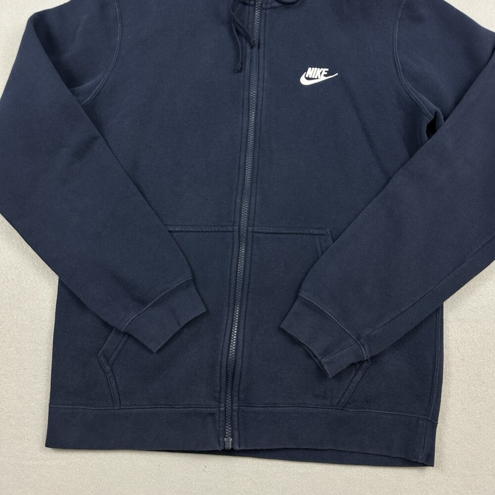 Nike Hoodie Men Medium Blue Solid Full Zip Training Sweatshir Swoosh Pockets M - Picture 3 of 10